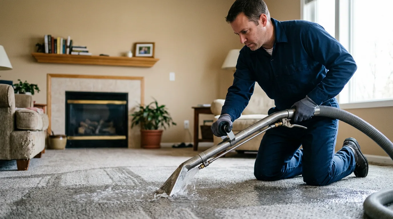 Water damage restoration technician working near Winterport, ME